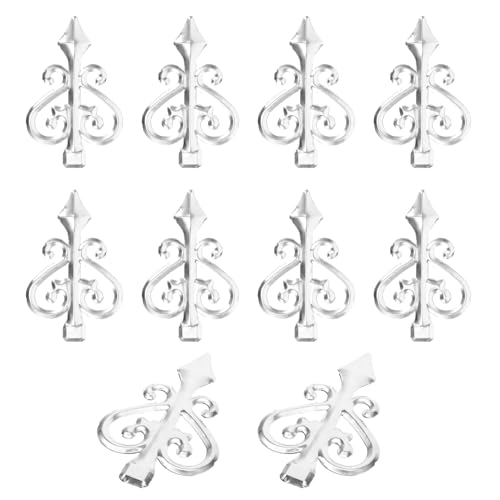 10 Piezas Punta De Valla Forjada De Acero, Decorativos para Cercas De Aluminio Accesorios, Puntas Protectoras De Lanza, Decoración De Vallas, Acero Inoxidable, 15 * 10CM, para Jardines, Vallas