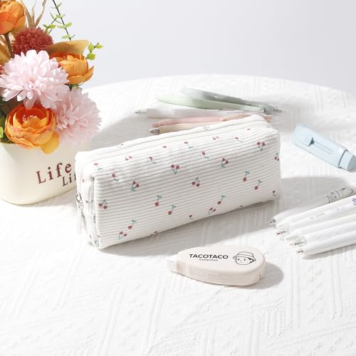 Image of Pencil Case Lightweight Aesthetic Pen Case Office College School Storage Bag Pouch Holder Box Organizer Makeup Pouch Cosmetic Bag for Girls Boys Kids (Flowers-Cherry)