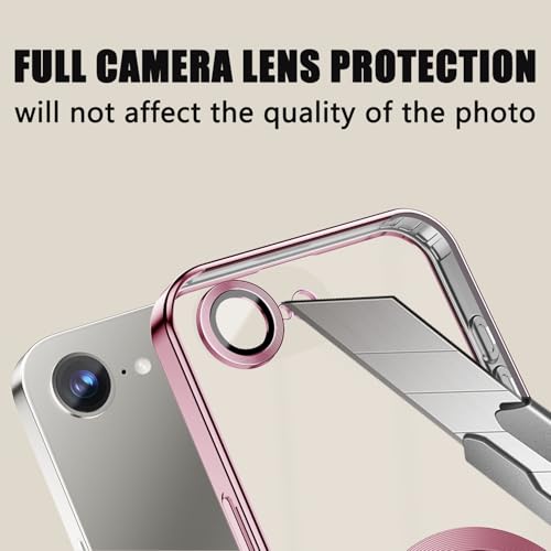 Image of Misscase for iPhone 17e Case& iPhone 16e Magnetic Glitter Case Compatible with MagSafe,Full Protection Slim Shockproof Anti-Scratch Case with Camera Lens Protector Dust-Proof Cover for Women Pink