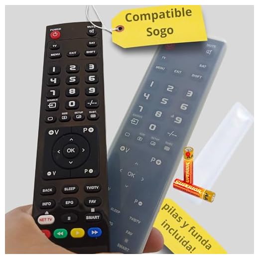 Mando TELEVISIÓN Compatible SOGO- Mando a Distancia TELEVISOR TV mismas Funciones SOGO + Pilas + Funda incluida para SOGO