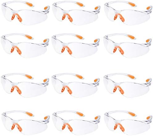 Safety Glasses 12 Pack Protective Eyewear Safety Goggles Eye Protection Safety Spectacles Work Glasses with Clear Lenses Security Glasses Anti Dust/Scratch/Mist/Wind