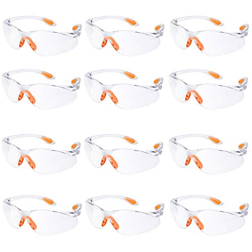 12er Pack Schutzbrille Augenschutz Schutzbrillen Arbeit mit Klaren Gläsern Gumminase Schutzbrille Baustelle Arbeitsschutzbrillen Kratzfest für Damen/Herren/Kinder