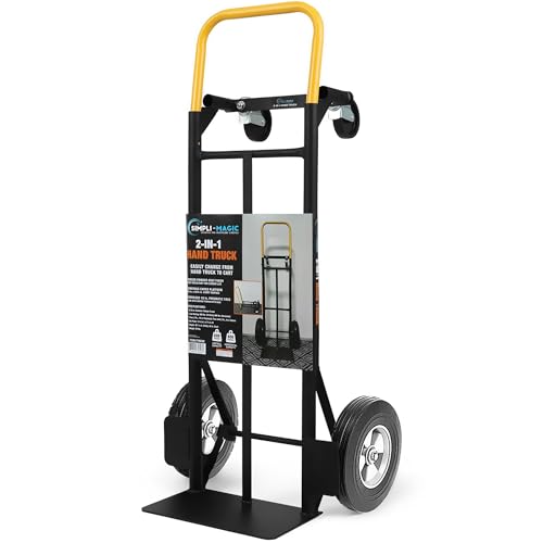 SIMPLI-MAGIC 2 in 1 Convertible Hand Truck and Dolly, 800LBS – Heavy-Duty Moving Dolly Cart with 10