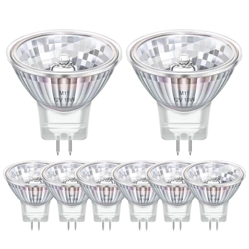 Confezione da 8 Lampadina 12v 10w GU4 MR11, Faretto GU4 2800k Bianco Caldo Dimmable, Per la Casa, Paesaggio, Incasso, Illuminazione a Binario