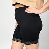 Merry Style Krótkie legginsy damskie Plus Size z wiskozy, z koronką MS10-453 (Czarny, 7XL)