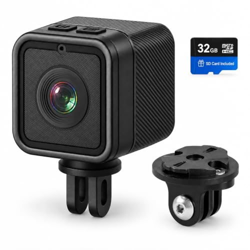 TIROL SUPPLIES Ultra Light Action Camera | 170° Wide Angle FHD 1080P | Front or Rear View Bike Camera, Loop Recording, USB Rechargeable, Two-Prong Mount for Men