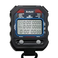 SCHÜTT Stoppuhr PC-90 (60 Memory Speicher | Uhrzeit & Datum | Dualtimer) - Digital Profi Stoppuhr mit Druckpunktmechanik | spritzwasserfest | Trainer