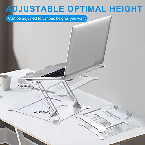 Tokmali Laptop Stand, Portable Aluminum Laptop Riser Adjustable with Ventilated, Ergonomic Computer Stand for Desk Compatible for MacBook Pro/Notebook/PC/Tablet/All 10-17