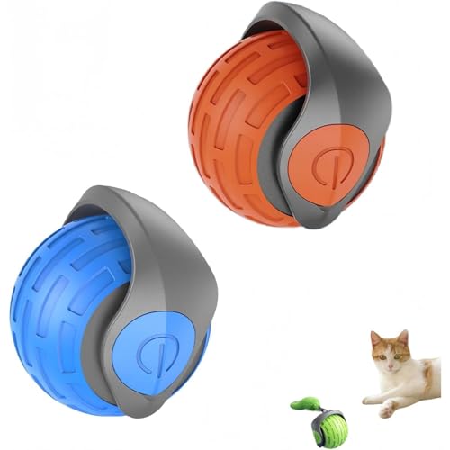 ULOVEJOYペットスマートローリングボール 猫 おもちゃ 自動 犬 ボール 耐咬噛 知能障害物回避搭載 高速/低速モード切替 Type-C磁気充電 45g軽量設計 オレンジ/ブルー/グリーン(3色) (青 + オレンジ)
