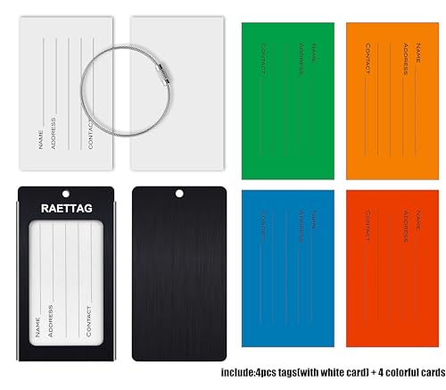 Image of Luggage Tags Metal Suitcase Tags Travel Bag ID Identifier Luggage Tag (Black 4Pack)