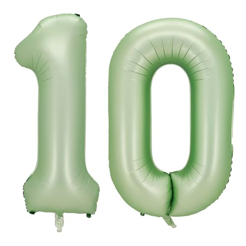Alaoo Palloncino Numero, Palloncino Numero 10 Verde Oliva, 40 Pollici