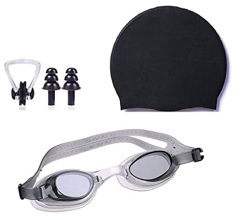 KORBAX Swimming Kit, Swim Goggles, Swim Caps Black Combo Set With Ear Plug & Nose Clip in Box, Silicone Non-Slip Material Glasses & Cap, UV Protection, Body Safety Summer Holiday Swimming Pool (B0C8G5SNDB) Amazon Price History, Amazon Price Tracker