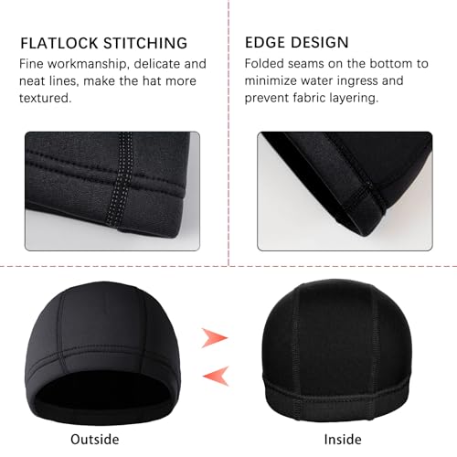 Image of DEHAI Neoprene Diving Hood Wetsuit Swimming Caps for Womens Mens Youth, 2mm 3mm Thermal Water Beanie Hat Keep Long Hair Dry for Curly Locs Braids