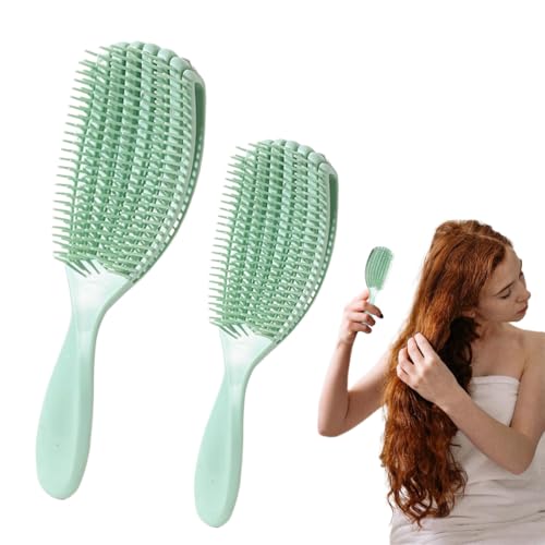 IEBTAWN 2 Cepillo Ultimate Detangler Uno Grande, Uno Pequeño Para Cabello Fino Y Frágil, Desenreda Cabello Teñido, Fino Y Frágil, Púas Suaves Y Flexibles, Menos Rotura
