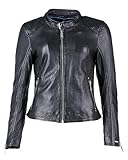 Mit kurzem Stehkragen Maze Damen Lederjacke Mit Reißverschluss Am Ärmel Lindsay Black 3XL