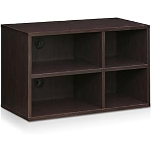 FURINNO Indo Petite Audio Video Storage Shelf 2 x 2 Espresso