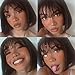 Rebasar Short Bob Wigs Human Hair 8 Inch Glueless Wear and Go Bob Wig With Bangs Human Hair Wigs for Black Women Brazilian Straight Hair No Lace Front Natural Black Wig