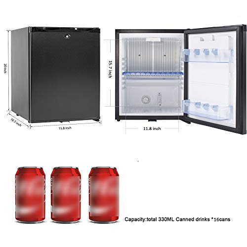 SMETA Mini Fridge No Noise: Absorption Refrigerator 12V/110V Portable for Dorm Office Truck Camper, with Lock, DC AC, 1.0 Cu.Ft, Black - Thumbnail 6