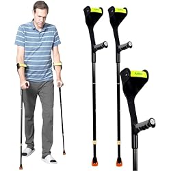 Antdvao Forearm Crutches Pair, Folding Forearm Crutches Adults Lightweight Adjustable, with Rubber Handles, Comfortable Grip and Wear-Resistant