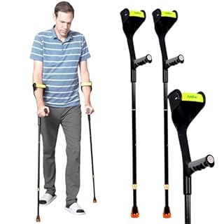 Antdvao Forearm Crutches Pair, Folding Forearm Crutches Adults Lightweight Adjustable, with Rubber Handles, Comfortable Grip and Wear-Resistant