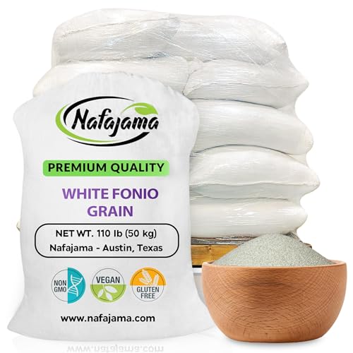 Nafajama Premium Gluten-Free White Fonio Grain | Pre-Washed Ancient African Super-Grain | Non-GMO, Vegan, High-Fiber Superfood | All-Natural, Uncooked &ndash; 1 Pallet (20 Bags, 110 lb / 50 kg each)