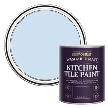 Rust-Oleum Blue water resistant Kitchen Tile Paint in Matt Finish - Powder Blue 750ml