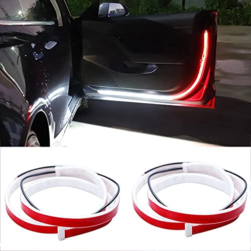 YSY Car Door LED Warning Light, 2 Pcs 48 Inch Flexible Dual Color Strip Light White & Red Sequential Switchback, Safety Light, Strobe Lights for Anti rear-end Collision (1.2M/48 Inch)