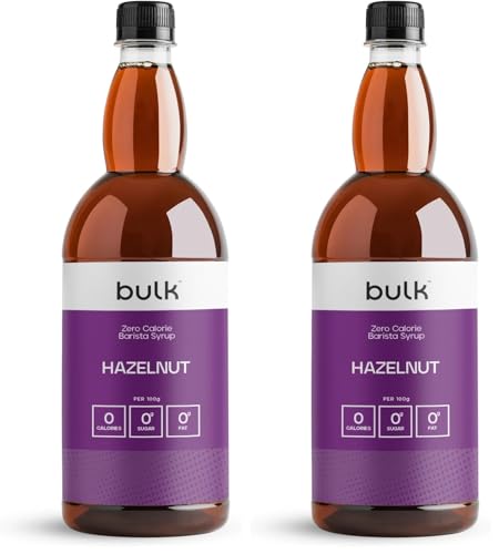 Bulk Sirop Barista Zéro Calorie, Noisette, 1 Litre, Parfait pour les shakes protéinés, Café,...