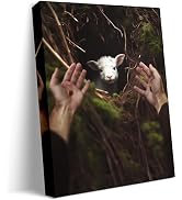 Jesus and Lamb Canvas Wall Art Jesus Reaches Down to Rescue A Lamb Picture Wall Art Canvas Print ...