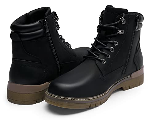 Jousen Mens Boots Premium Leather Fashion Zipper Casual Boots Hiking Chukka Boots For Men (Amy8140 Black 9.5) #TOP4