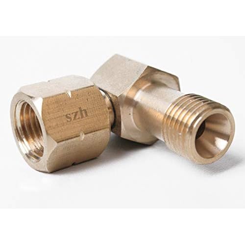 SZH Verbindungswinkel Gas 1/4' Links 90 Grad Eckverbinder Messing für Gasschlauch Winkel für Gaskocher Gasherd oder Gasflaschen Anschluß im Caravan Wohnmobile oder Camper