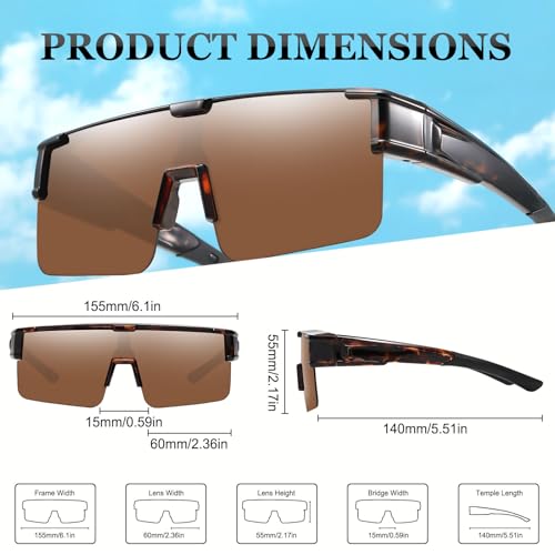 Image of HAOLOTA Fit Over Glasses Sunglasses for Men, Wrap Around Sunglasses for Driving Cycling Outdoors UV Protection