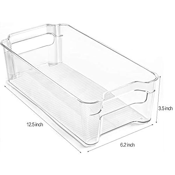 Kylskåpsorganisationslådor, HERKKA 9-pack genomskinlig plastmatförvaringsfack med handtag för frys, skåp, kylskåp, kök skafferi organisation och förvaring, BPA-fri, 32 cm lång