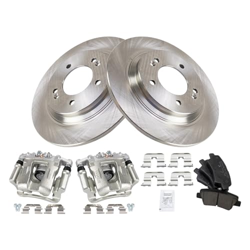Image of TRQ Rear Brake Pad and Rotor Set Ceramic Rotors Calipers