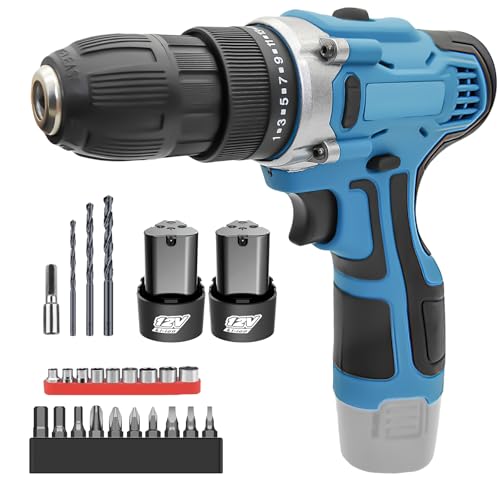 12V Akkuschrauber Bürstenloser Bohrschrauber Set inkl. 2x 3.0Ah Akku, 45 Nm Drehmoment, 25+1 Stufen Schlagbohrschrauber, 2-Gang, 23-tlg. Zubehör & Koffer, 10mm Bohrfutter, LED-Licht Bohrmaschine