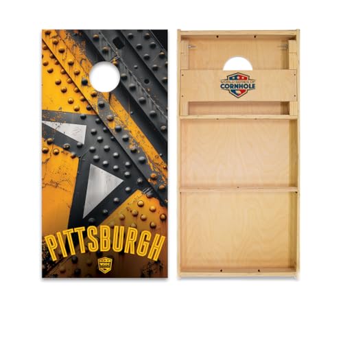 Skip's Garage Pittsburgh Cornhole Boards - WSOC Runway Series - Includes (2) Boards (Resin Bags) + NO Additional Accessories