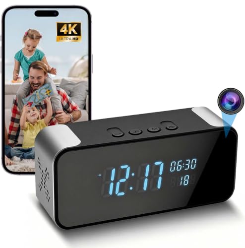 Clythern Hidden Camera WiFi Alarm Clock 4K