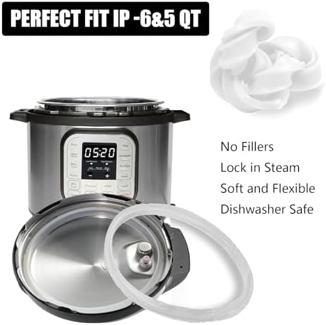 2 Pack Sealing Ring for Instant Pot 6 & 5 Qt - 3rd-Gen Upgraded Instant Pot Sealing Ring, Food-grade Silicone Accessories for InstantPot, Replacement Parts for InstantPot 6 & 5 Qt, BPA-Free, Clear - 5