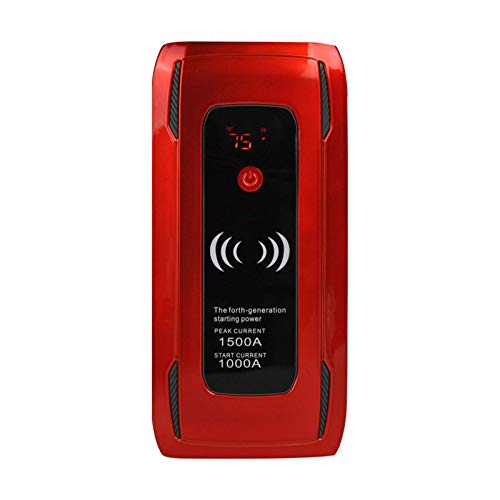 Auto Starthilfe, 24000mAh 1500A Spitzenstrom Starthilfe Powerbank bis zu 7,5L Benzin oder 6L Dieselmotor Mit Kabellosem Ladegerät,002