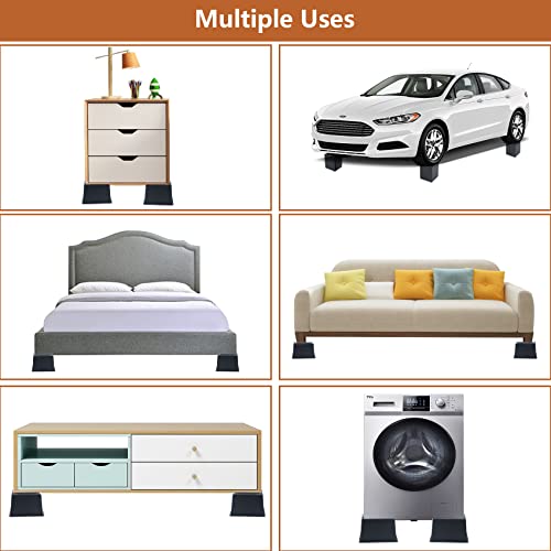 Dedu Oversized Bed Risers 6 Inch Heavy Duty 4 Pack, Rectangle Furniture Risers For Sofas Supports Up To 11000 Lbs, Upgrade Couch Risers L Shape For Bed, Couch, Desk, Chair (Black) #TOP5