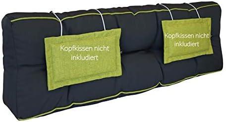 LILENO HOME Zestaw poduszek na palety antracytowe i zielone, dekoracyjne poduszki na palety 22 x 35 cm, poduszki na meble z palet, do użytku na zewnątrz, jako poduszka do siedzenia na meble z palet