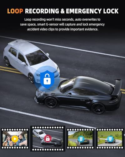 Image of AUTO SNAP 2K Front + 1080P Rear and Interior Dash Cam 780P Cabin Camera 10 IPS Touch Screen Night Vision 170 Wide Angle Loop Recording Camera G-Sensor Parking Monitor Mirror Display Car DVR
