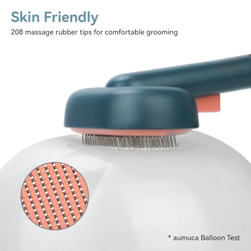 Aumuca Self-Cleaning Shedding Brush for Dogs & Cats, Gentle Deshedding Tool for Long & Short Hair Pets, Easy Hair Removal Grooming Brush for Puppies