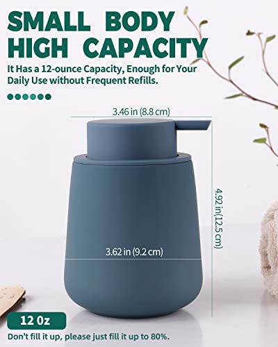 Bosilunlife Soap Dispenser Bathroom - Blue Ceramic Soap Dispenser Lotion Pump Dish Soap Dispenser For Kitchen Sink 12Oz Refillable Liquid Hand Soap Dispenser For Bathroom (Rubber Paint) #TOP4