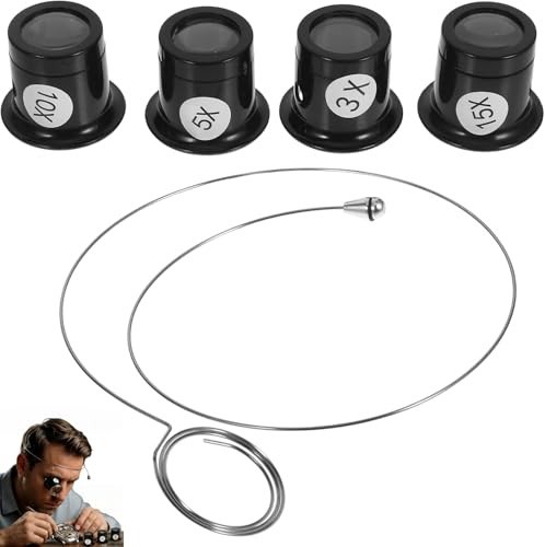 Jewelers Portable Monocular Magnifier, 3X/5X/10X/15X Magnifying Glass Eye Loop Magnifier Lens Watch Jewelry Experimental Repair Tool for Textile Optical Circuit Coins