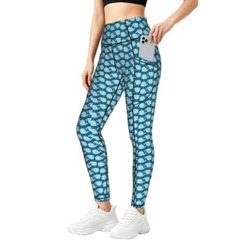 Pantalon de yoga ample anti-compression avec motif baleines
