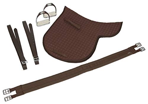 Covalliero Sattelset, Haflinger, braun, 17,5 Zoll, Kammerweite Sattel 34,5cm, Länge Sattelgurt 125cm, bequem, gute Passform, inkl. Sattel und Satteldecke