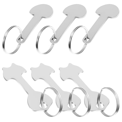 ANDRESLAD 6 pièces Porte-clés Jetons de Caddie Métal Jetons et Résistants Porte-clés pour Chariot de Courses avec Anneau Accessoires Trolley Pratiques