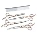 FILFEEL Professional Pet Grooming Hairdressing Scissors Set with Gold Handle, for Cat, All Breeds, Cutting, Thinning, and Curves, with PU Bag