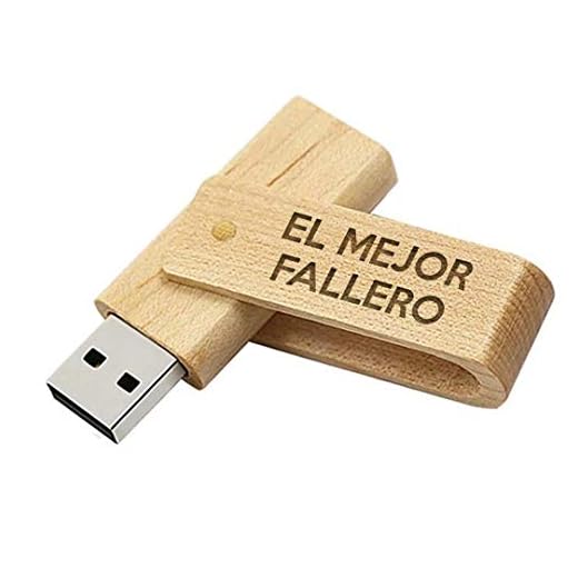Memoria USB el Mejor fallero del Mundo - Pendrive 16GB Madera Natural Flashdrive USB Regalo Fallas